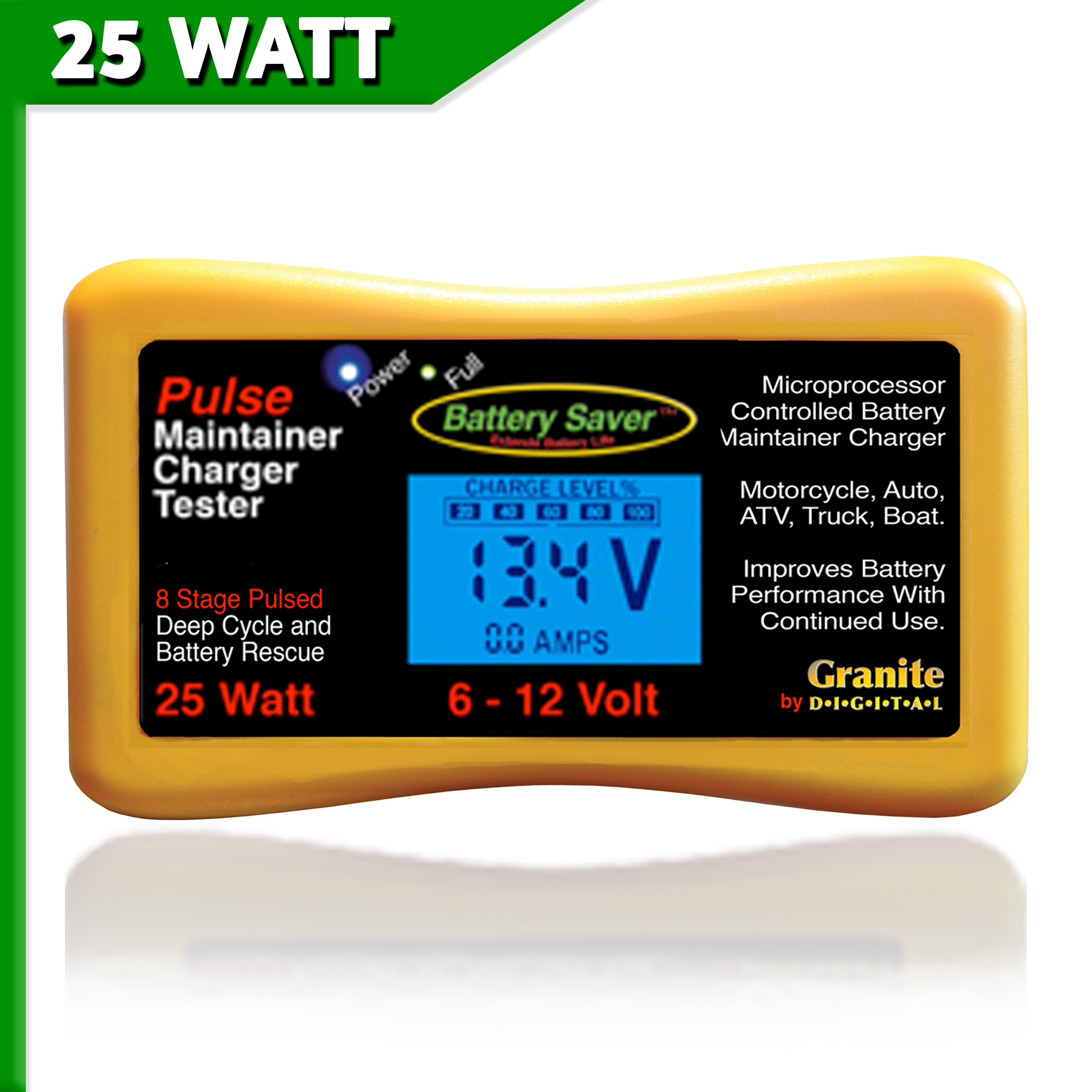 Maintainer & Tester 25 Watt BatterySaver 6/12 Volt Battery Charger #3015-LCD 